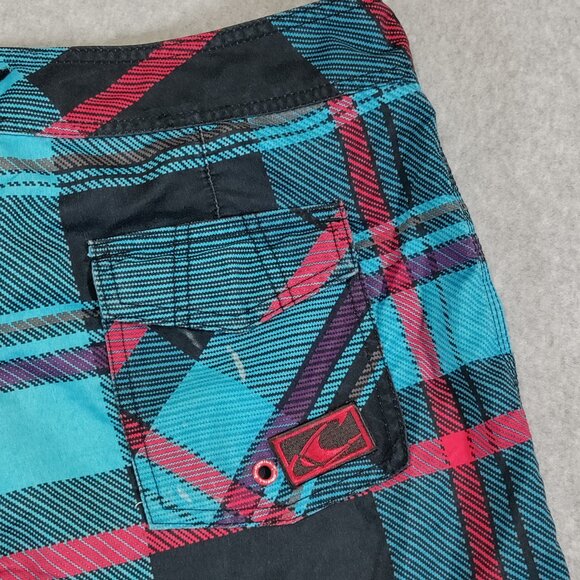 O'Neill Hybrid Board Shorts Mens 32 Blue Plaid 10.5in Inseam Beach Swim Surfing - Picture 9 of 14
